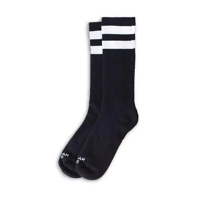 Amerikkalaiset sukat Mid High Back Musta I Double White Stripe Alennus