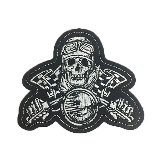 Tappava uhka Vintage pääkallo Biker Mini Patch Suosittu