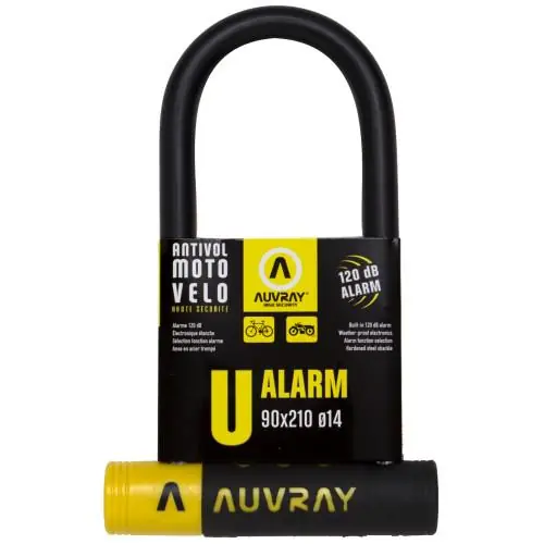 Aito Auvray U-lukko hälytyksellä 9x21cm