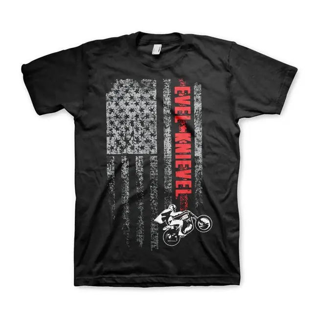 Päivän Tarjous Evel Knievel Flag T-paita Musta