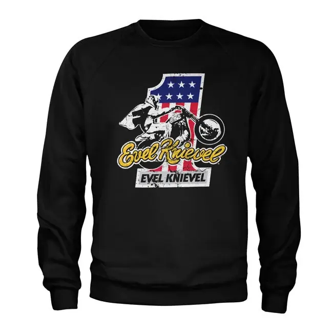 Evel Knievel No.1 villapaita Musta Suosittu