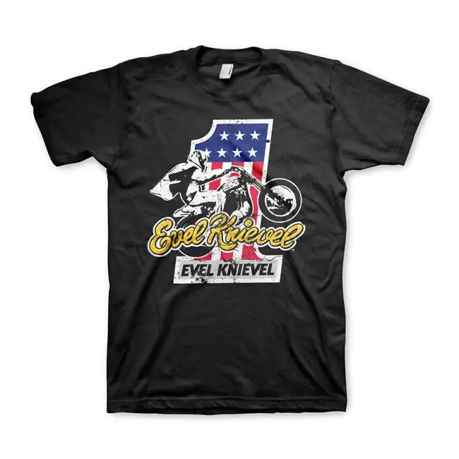 Evel Knievel No.1 T-paita Musta Merkkituote