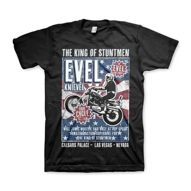 Evel Knievel Poster T-paita Musta Suoraan Valmistajalta