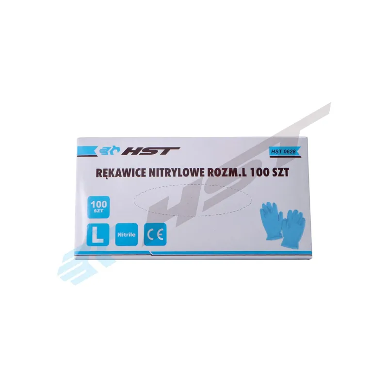 Uutuus HST • HST0628 Suojakäsineet, kertakäyttö, nitriili, 9 / L, 100 kpl