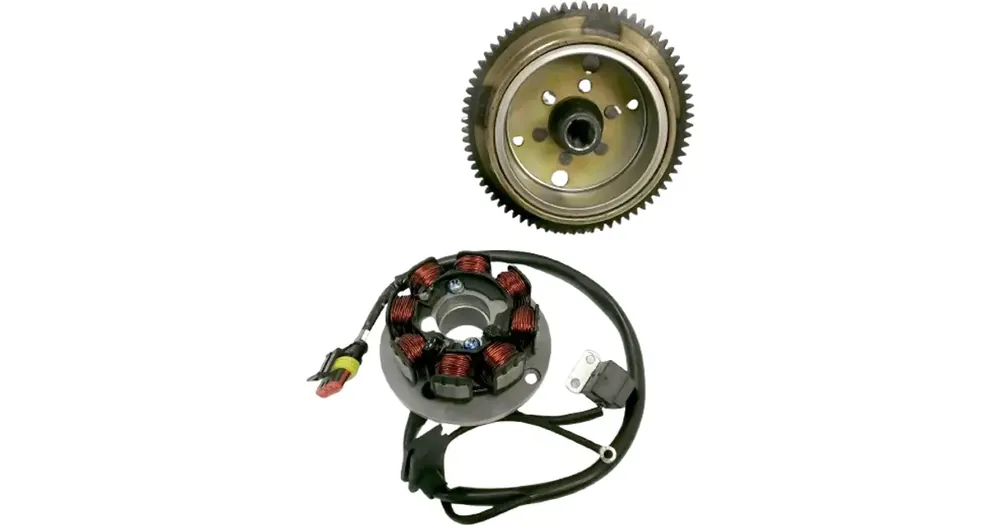 Staattori, magneetto, laturin staattori magneetolla, 8 kelaa, 4 johtoa, Minarelli AM6 / 1E40MB 50 2T LC Sertifioitu