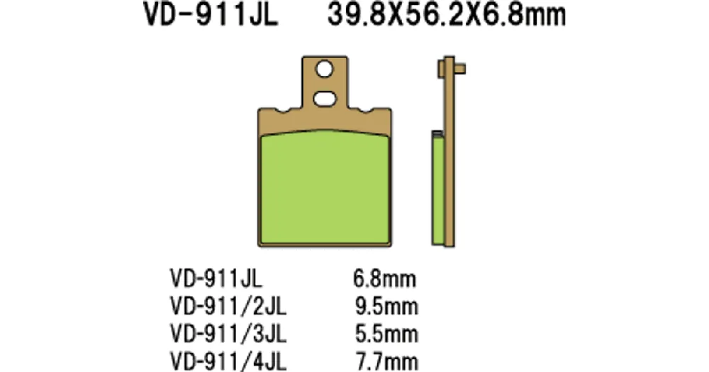 Tehdashinta Vesrah Sintered Metal VD-911JL -jarrupalat