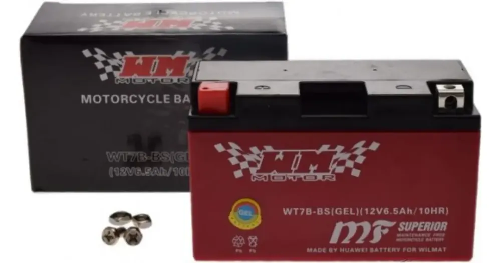 Alkuperäinen WM Motor WT7B-BS (YT7B-BS) geeliakku 12V 6.5Ah 150x65x93mm 85CCA