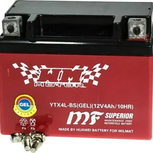 WM Motor WTX4L-BS (YTX4L-BS) geeliakku 12V 4Ah 114x71x86mm 50CCA Poisto