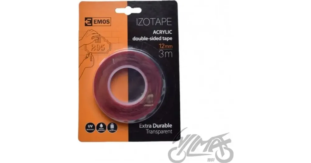 Kaksipuolinen akryyliteippi, 3 metriä, leveys 12mm, EMOS EZOTAPE Tukkuhinta