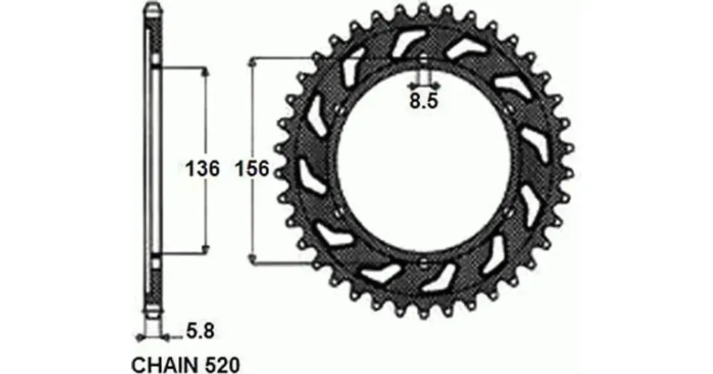 Takaratas SUNSTAR ALUMIININEN SUNR5-3631, 52 hammasta Uutuus