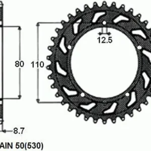 Alkuperäinen Takaratas SUNSTAR TERÄS SUNR1-5338 46 hammasta (KORVAAVA TUOTE SUNR1-5363-46)