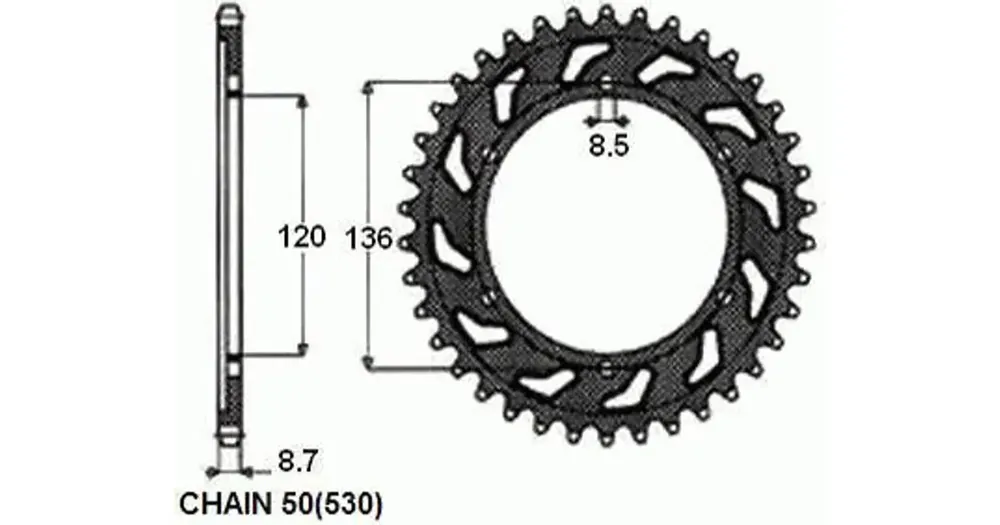 Tehdashinta Takaratas SUNSTAR TERÄS SUNR1-5505 44 hammasta