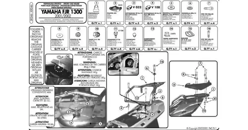 Kappa KR346 keskuslaukkuteline, Yamaha FJR1300, Monokey-levyllä Uutuus