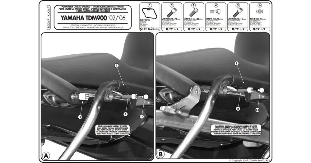 Kappa KLX347 sivulaukkutelineet, Monokey Side -kiinnitys, Yamaha TDM 900 Päivän Tarjous