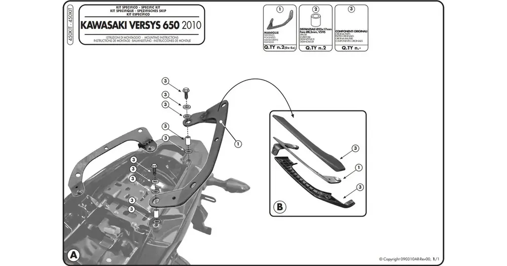 Osta Nyt Kappa 450KITK sivulaukkutelineadapteri, Kawasaki Versys 650