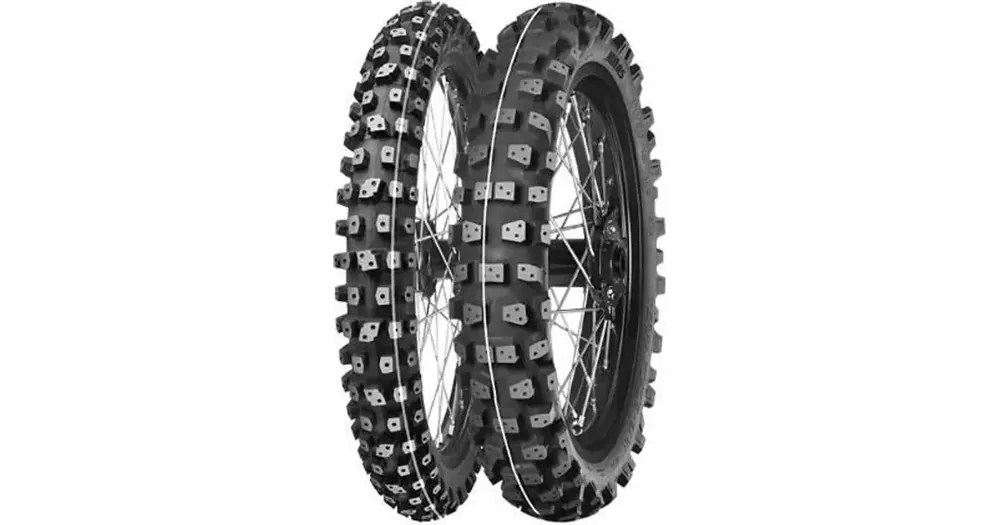 Pikatoimitus Mitas 100/90-19 TERRA FORCE-EX HT ICE 57M TT offroad-moottoripyörän rengas valkoisella raidalla, taka