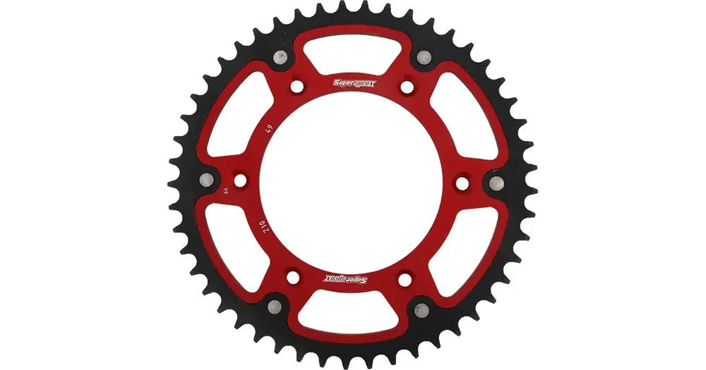 Alennettu Takaratas 520 49 hammasta, Supersprox 289 (JTR210), STEALTH - teräs-alumiini, punainen