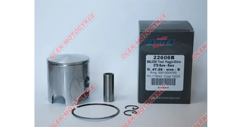 Viikonlopputarjous Täydellinen mäntäsarja 47.57mm Vertex 22606C Malossi (Gilera, Piaggio)
