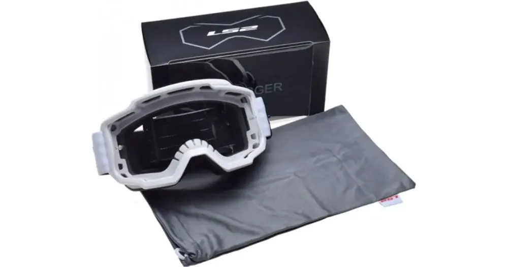 Alennettu LS2 Charger White Clear Vision moottoripyörälasit, kirkas visiiri